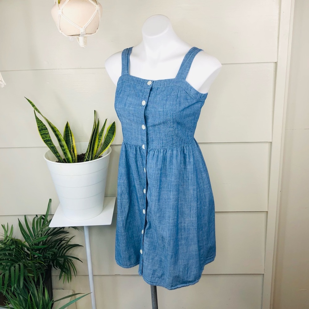 J.CREW- Women’s Denim Cotton Sun Dress - Blue 4